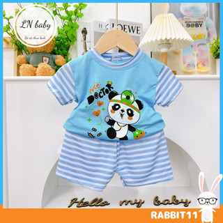 , Đồ bộ cộc tay sọc PANDA cho bé mùa thu đông vải thun lạnh cao cấp cho bé, UCHI11