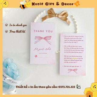 Combo 100 thiệp cảm ơn 2 mặt, card thank you cho shop tặng khách hàng