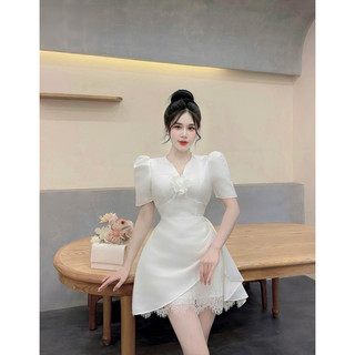 Đầm Tafta Mix Chân Ren Vạt