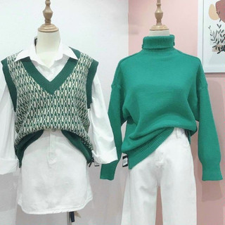 Áo len gile nữ dáng ngắn, áo gile nữ cổ chữ V không tay phong cách Hàn Quốc