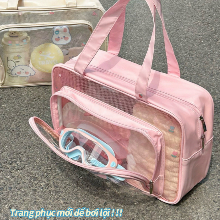 Túi Bơi Riêng Biệt Ướt Và Khô Dung Tích Lớn Trong Suốt Chống Thấm Nước Cho Nữ Túi Xách Du Lịch Xách Tay Vệ Sinh Cá Nhân