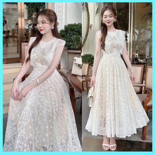 Đầm ren dự tiệc xếp ly sang trọng tiểu thư - XU XU SHOP - Váy thiết kế nữ cao cấp hàng chuẩn hình - ẢNH THẬT