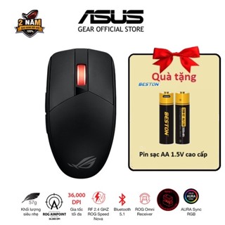 Chuột Game không dây Asus Rog Strix Impact III wireless, kết nối usb 2.4Hz / Bluetooh, DPI 36000, cảm biến Ampoint