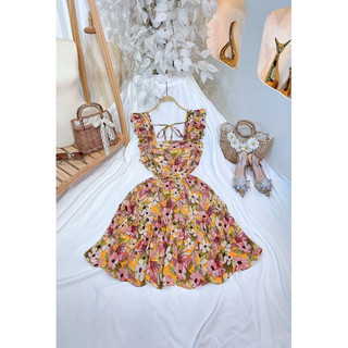 Đầm cánh tiên ngắn xòe bo chun sau