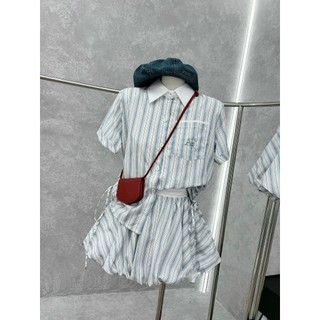 Set sơ mi kẻ sọc dây rút