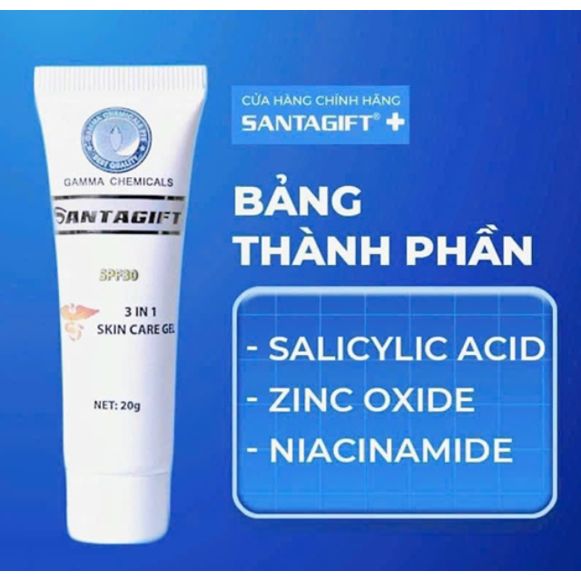 Kem Mụn SANTAGIFT - Gel Giúp Giảm Mụn Trứng Cá, Ngừa Thâm, Mờ Sẹo, Dưỡng Da Trắng sáng