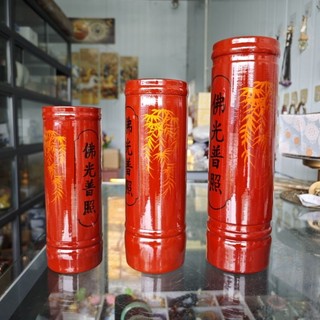 Ống đựng nhang bằng gỗ vẽ lá tre