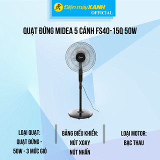 Quạt đứng midea 5 cánh fs40-15q 50w