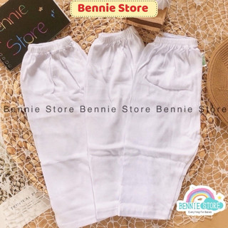 Quần dài Bossini cho bé 3-11kg, Quần dài sơ sinh màu trắng chất liệu cotton