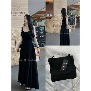 Đầm 2 dây vải cotton zip