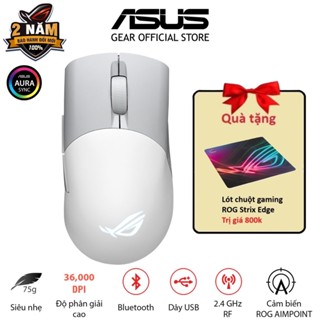 Chuột game FPS không dây ASUS ROG KERIS Wireless AIMPOINT màu trắng, cảm biến ROG Aimpoint, 36000 DPI