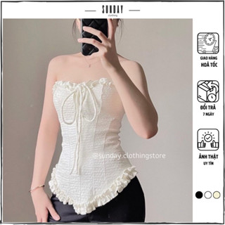 Áo ống cúp ngực viền bèo dễ thương có dây buộc cổ - Sunday Clothing AO001