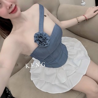 Set hoa trà váy tầng xinh xắn nd
