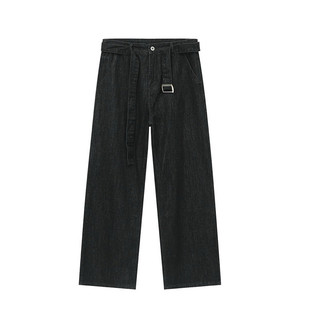 Quần Jeans Nam Nữ Ống Rộng Dáng Suông Phối Phụ Kiện, Cạp Cao Tôn Dáng