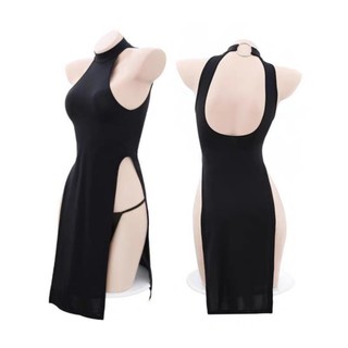 Đầm ngủ thun lạnh xẻ tà tutu l045