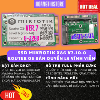 SSD Mikrotik L6 RouterOs 8GB Bản Quyền Level 6 bản chuẩn SATA mSATA hỗ trợ nâng hạ cấp mọi phiên bản. ROS v7.10.0 Stable
