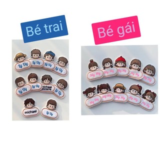 Bảng tên ủi kèm icon bé trai bé gái thêu tên cho bé