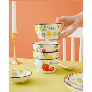 Bát sứ Decor, át ăn cơm, Chén dĩa dễ thương, Bát ăn chè Hoa quả cực xinh