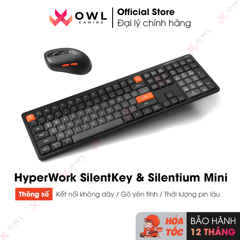 Bàn phím chuột không dây HyperWork SilentKey & Silentium Mini (Hàng chính hãng) | BigBuy360 - bigbuy360.vn