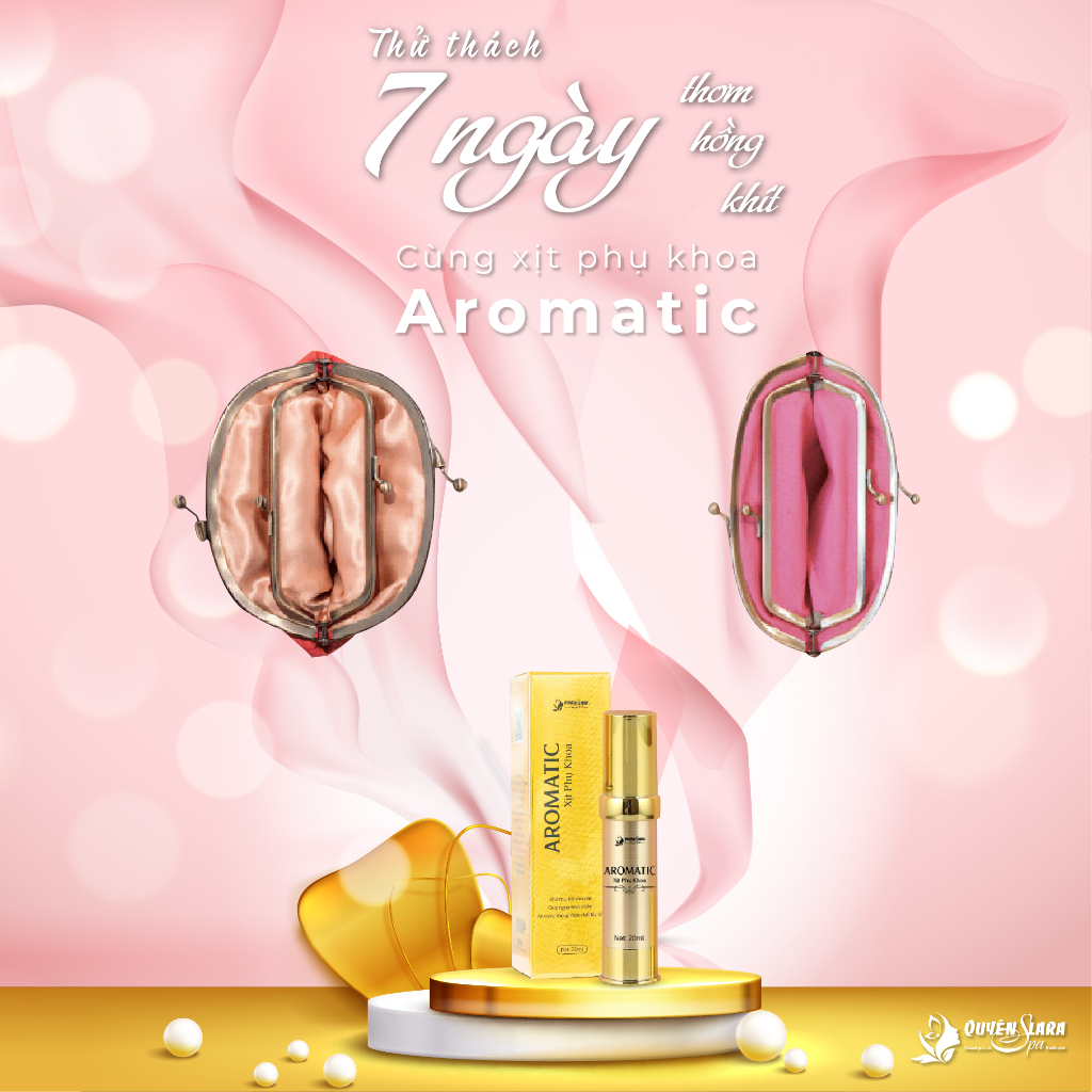 Xịt Phụ Khoa AROMATIC Quyên Lara 20ml, Khử Mùi Hôi, Ngừa Viêm Nhiễm, Vùng Kín Thơm, Hồng, Se Khít