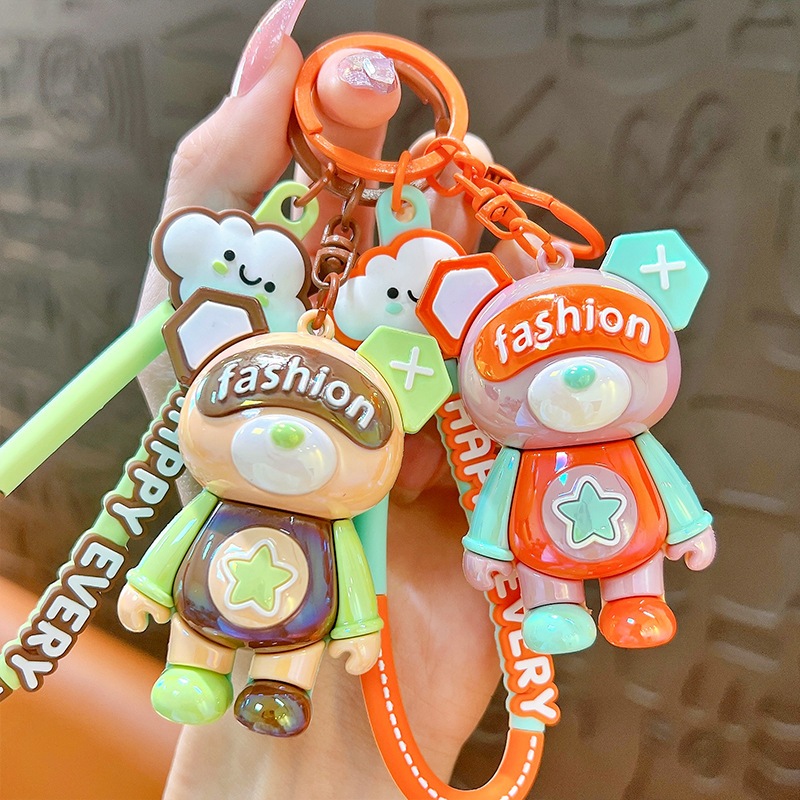 Móc khóa gấu Bearbrick Sơn phủ bóng, móc cài cho balo, túi, móc chìa khóa