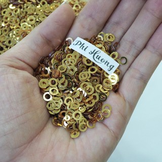 Gói 10gr hạt kim sa tròn rỗng 5mm, kim sa vòng đính kết quần áo trang trí handmade