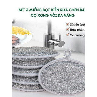  Combo 3 Miếng Bọt Biển Rửa Chén Bát 3 Lớp JYoohome Giẻ Rửa Bát Đĩa Đũa Cọ Xoong Nồi Đa Năng Tạo Bọt 