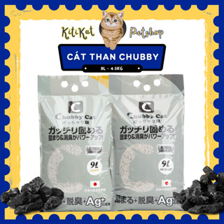 Cát vệ sinh cho mèo than hoạt tính Chubby Cat 9L Nhật Bản, Cát mèo túi 4.5Kg khử mùi hiệu quả, thấm hút cao