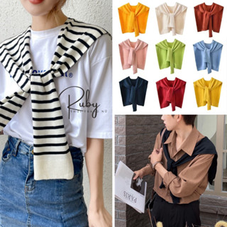 Khăn quàng choàng cổ len khoác giả áo đẹp cho nữ trơn kẻ sọc chất dệt kim mềm mịn cao cấp thủy thủ phong cách Hàn Quốc.