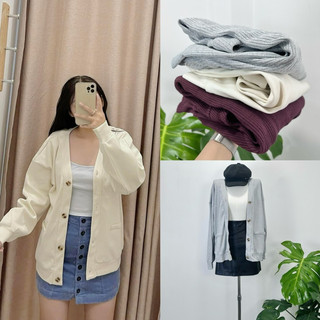 HIPU.VNXK - Áo khoác cardigan thun gân phối túi 3 màu.