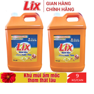 Nguyên thùng 2 can Nước giặt Lix 9kg/can đậm đặc hương nước hoa tẩy sạch mọi vết bẩn cứng đầu