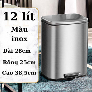 Thùng rác inox đạp chân 5 lít, 6 lít, 8 lít, 9 lít ,10 lít, 12 lít ,Nắp đóng giảm chấn nhẹ nhàng