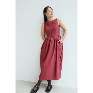 Chicka Chicka - Đầm dài cotton cổ thuyền sát nách màu tím hồng