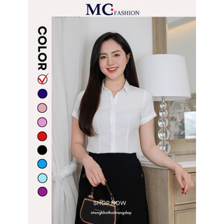Áo sơ mi trơn nữ cộc tay MC Fashion nhiều màu đủ size chất silk lụa Hàn cao cấp nẹp giấy khuy chống hở