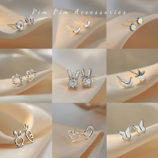 Bông tai kiểu mạ bạc S925 nhỏ gọn cá tính khuyên tai nữ thời trang nhiều kiểu dáng