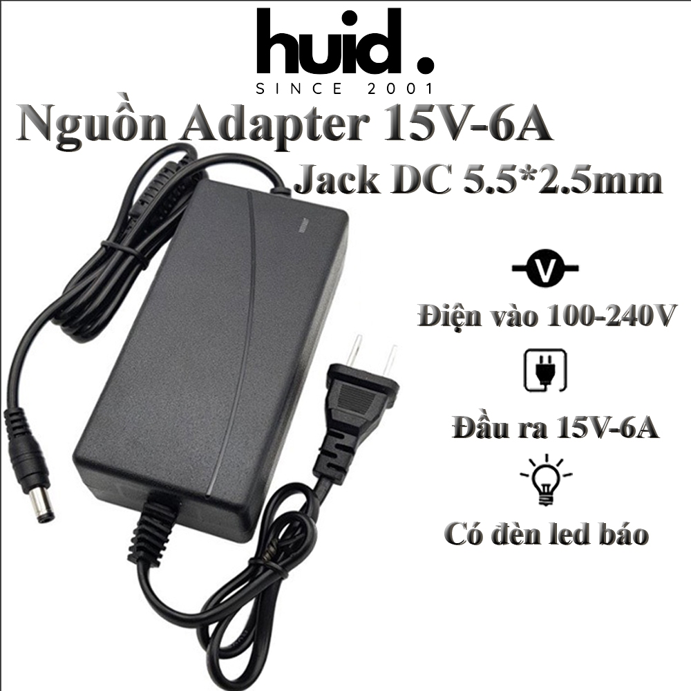 Nguồn Adapter 2 Đầu Dây 15V-6A