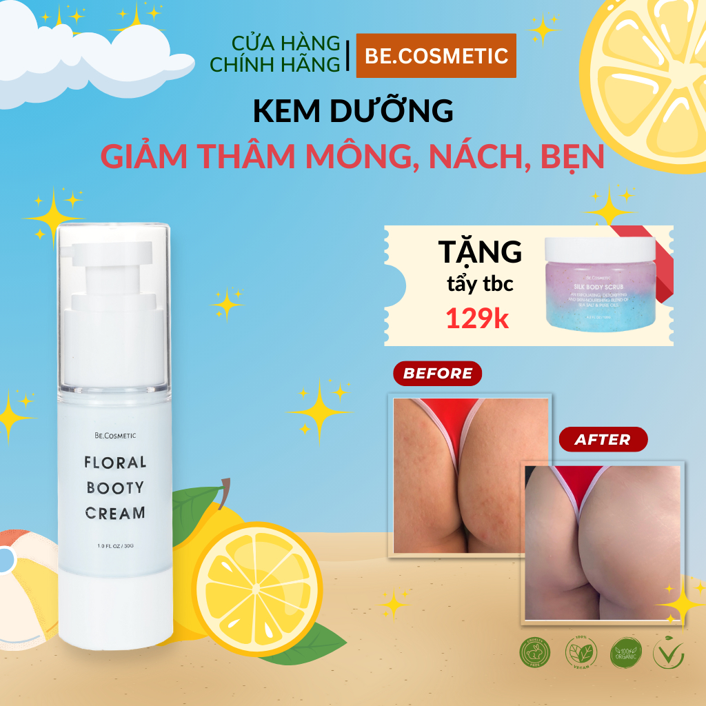 [30G - 100G] Kem Giảm Thâm Mông/Nách/Háng/Bẹn, Giảm Tiết Dầu Nhờn, Làm Sạch Lỗ Chân Lông - Be.cosmetic