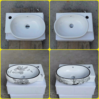 LAVABO MINI NHỎ Chậu rửa mặt lavabo góc treo tường nhỏ, men NANO trắng sáng chống bám bẩn, la góc chủ nhật[ Giá Kho ]