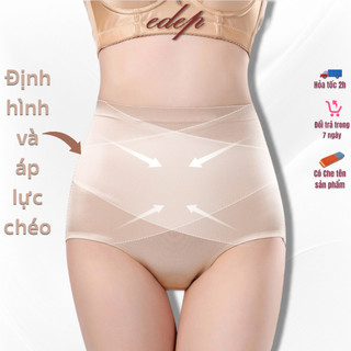 Quần Gen Bụng Satin Chống Cuộn Siêu Thon Gọn Nịt Bụng Định Hình Su Lụa Vát Chéo Mặc Váy Đầm Siết Bụng Phẳng Edep 8029
