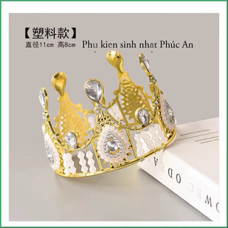 Vương miện mini nhựa nhẹ đính đá trang trí bánh kem