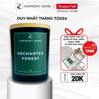 Nến Thơm Enchanted Forest [A] Harmony Home - Hương Gỗ Tuyết Tùng, Thông Đỏ, Gừng, Sáp Tự Nhiên 150g