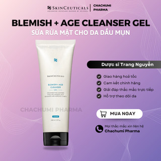 [hàng công ty] sữa rửa mặt cho da dầu mụn skinceuticals blemish + age cleanser gel 240ml (Pháp)