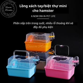 Lồng xách tay/biệt thự mini kèm phụ kiện cho hamster và động vật nhỏ