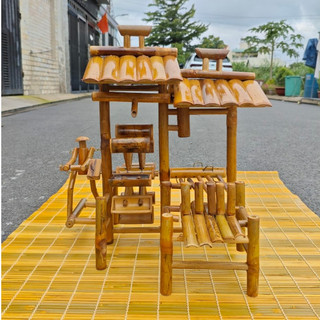 Guồng nước tre Cao 45cm , Quay nước mini cho hồ cá  , Thác nước phong thủy gia đình
