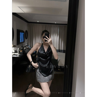 Set áo lụa cổ đổ mix chân váy dạ kim tuyến Maya