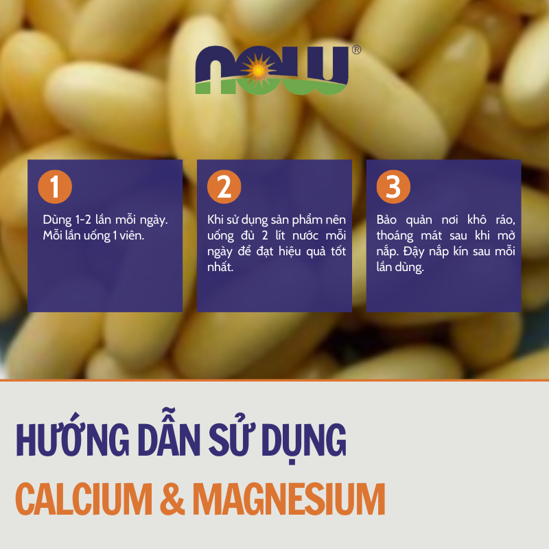 Canxi hữu cơ NOW Calcium & Magnesium hộp 120v nhập khẩu Mỹ giúp xương chắc khỏe, hỗ trợ cơ bắp, trí nhớ, hệ miễn dịch
