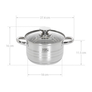 [SHIP HỎA TỐC] Nồi inox 5 đáy nắp kính 18 cm Green Cook GCS243-18IH Bếp Từ , Bếp Hồng Ngoại , Bếp Gas