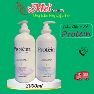 Cặp Dầu Gội Xả PROTEIN Dưỡng Ẩm Phục Hồi Siêu Mềm Mượt Chai 2000ml Chuyên Dùng Salon Tiết Kiệm Chi Phí _ Mei