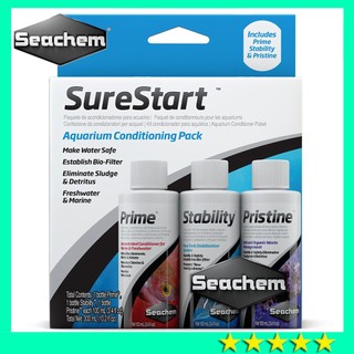 Bộ dung dịch Seachem - SureStart gồm 3 chai Prime, Stability, Pristine khởi tạo hồ thủy sinh, hồ cá biển san hô