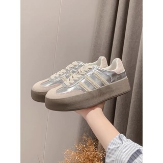 Giày thể thao sneaker nữ Zata 2 màu kem bạc da mềm đế cao 4 cm